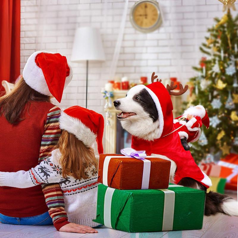 Santa Dog Costume Christmas Pet Clothes Santa Claus Riding Pet Cosplay Costumes Party Dressing up Dogs Cats Outfit for Small Medium Large Dogs Cats