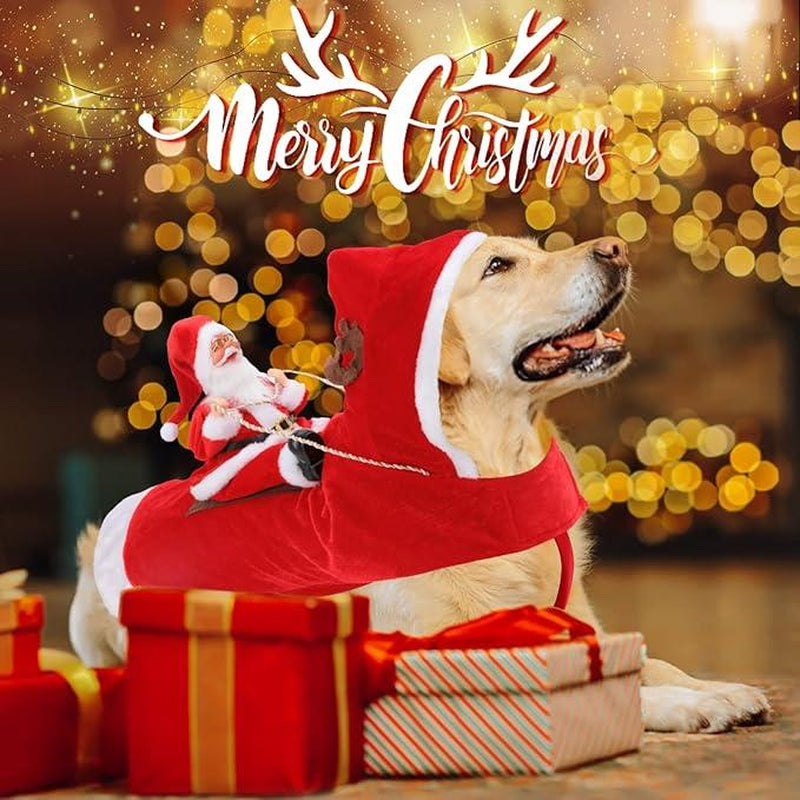 Santa Dog Costume Christmas Pet Clothes Santa Claus Riding Pet Cosplay Costumes Party Dressing up Dogs Cats Outfit for Small Medium Large Dogs Cats