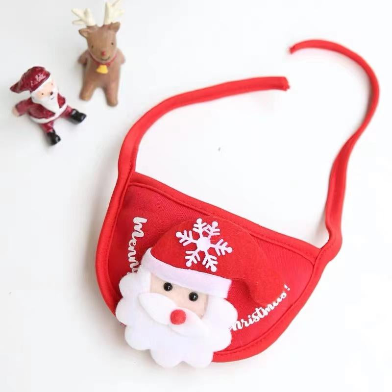 Pet Christmas Hat and Scarf Santa Scarf for Cat Dog Cosplay Dress up Holiday Costume Set New Year Festive Party Costume Accessories Puppy
