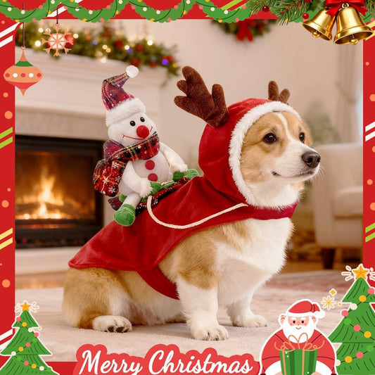 Winter Adjustable Christmas Dog Costume, Reindeer Design Pet, Thickened Warm Clothes for Medium Large Dogs, Festive Holiday Apparel for Poodle