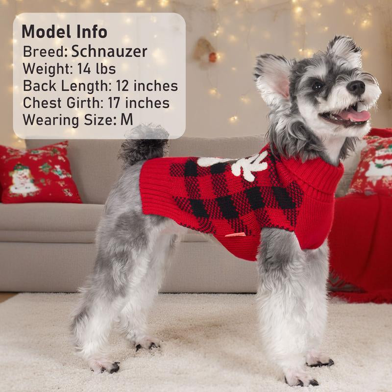 KYEESE Cozy Christmas Dog Sweater with Reindeer Pattern Festive Pet Costume Cute Holiday Outfit for Pets
